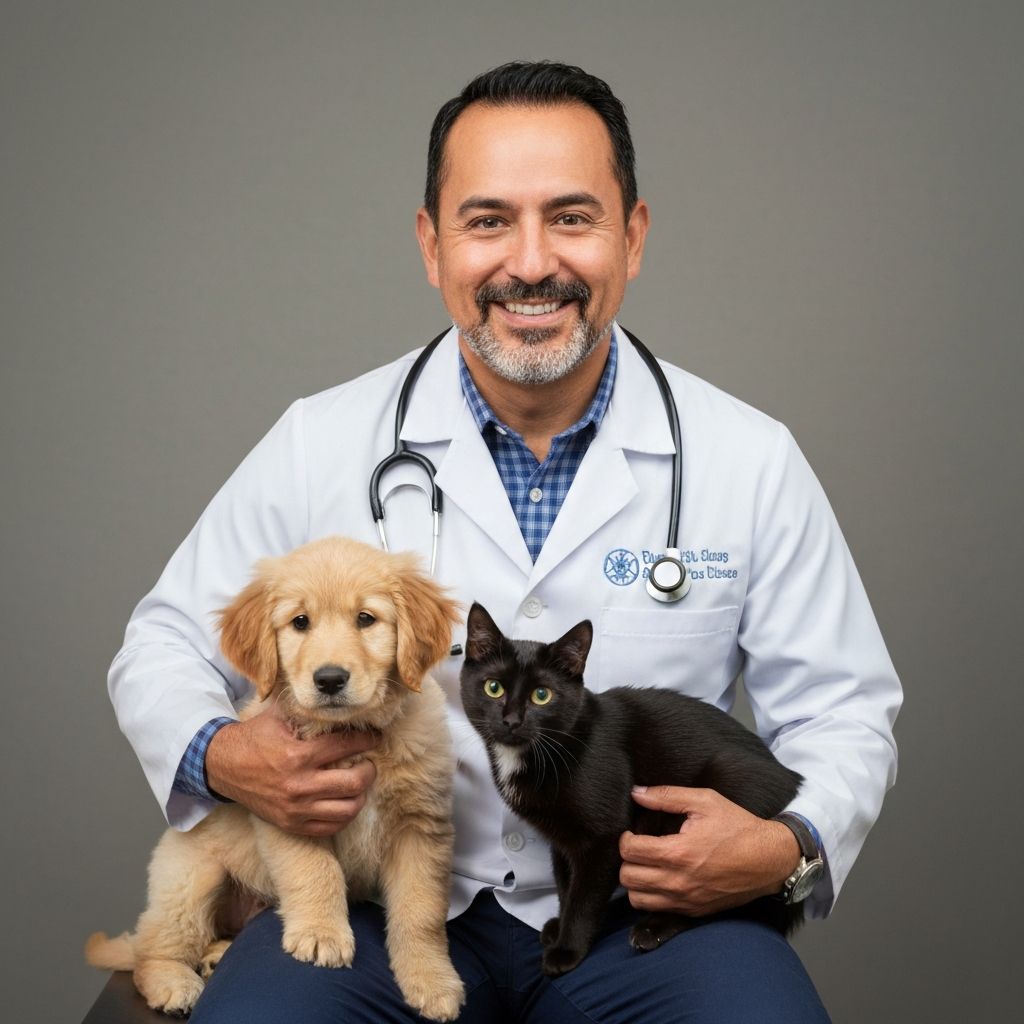 Happy pets with vet